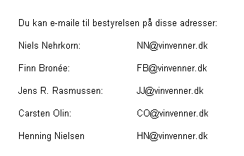 Billede med bestyrelsens e-mail-adresser