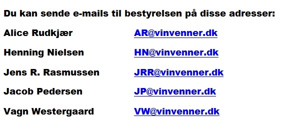 Billede med bestyrelsens e-mail-adresser